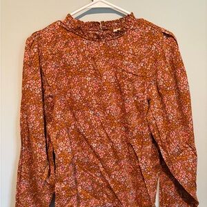 Universal Thread Floral Blouse - Pink and Brown
